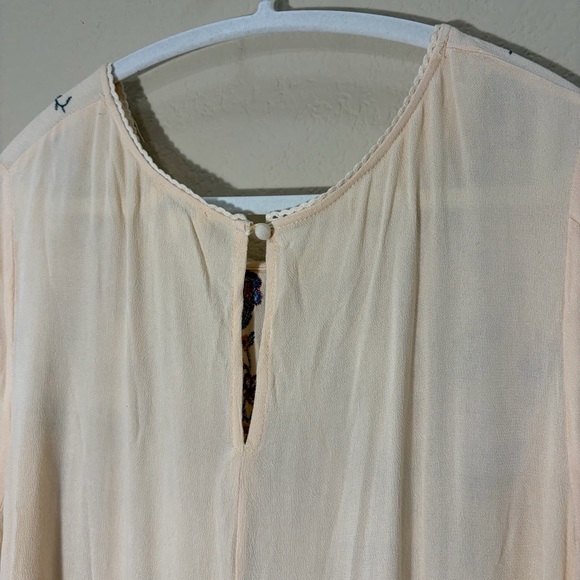 Umgee Embroidered Boho Peasant Top Ivory Womens Long Sleeves Sz L Cottagecore - Picture 7 of 13